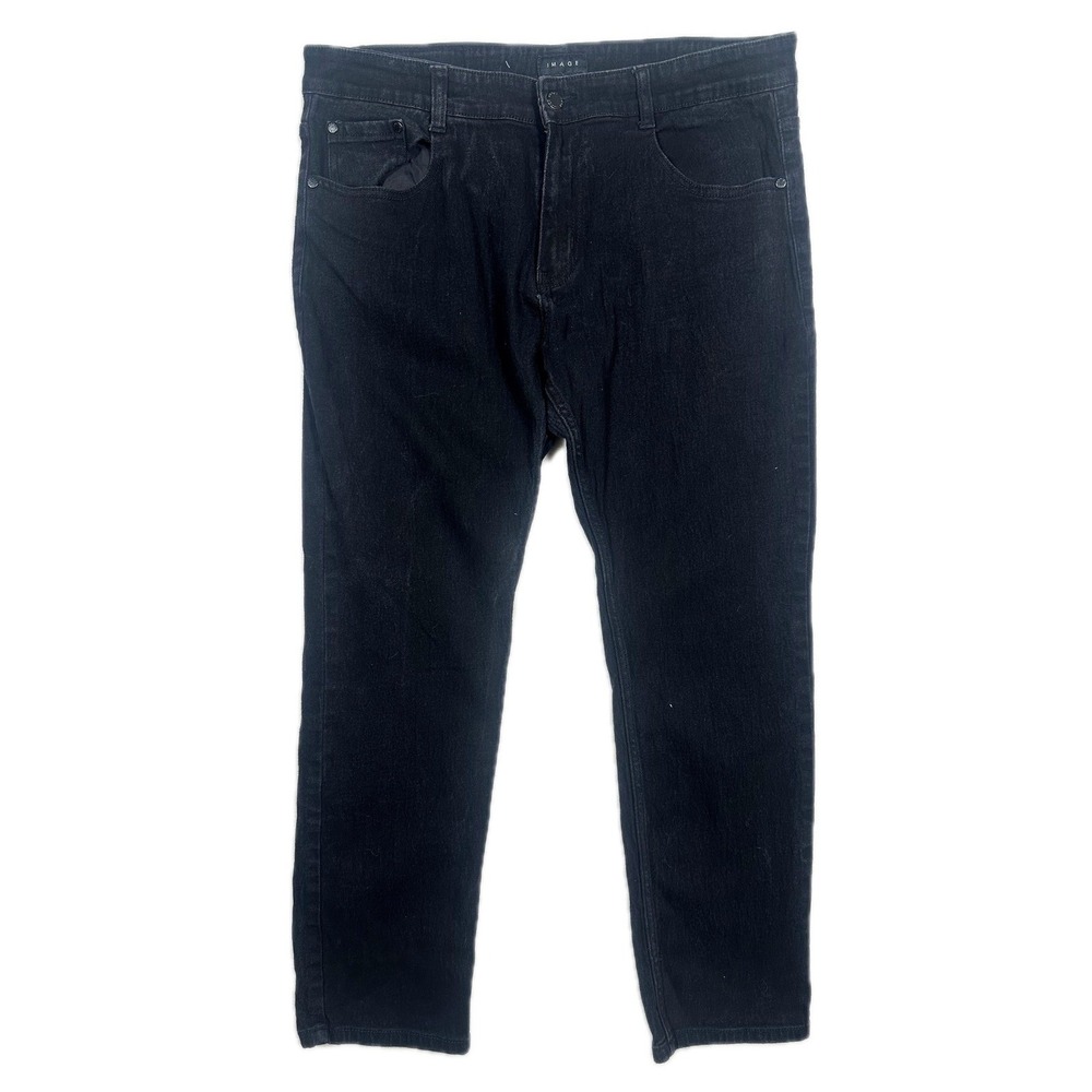 IMAGE Mens Black Denim Jeans Straight Fit Size 34x30 Pants